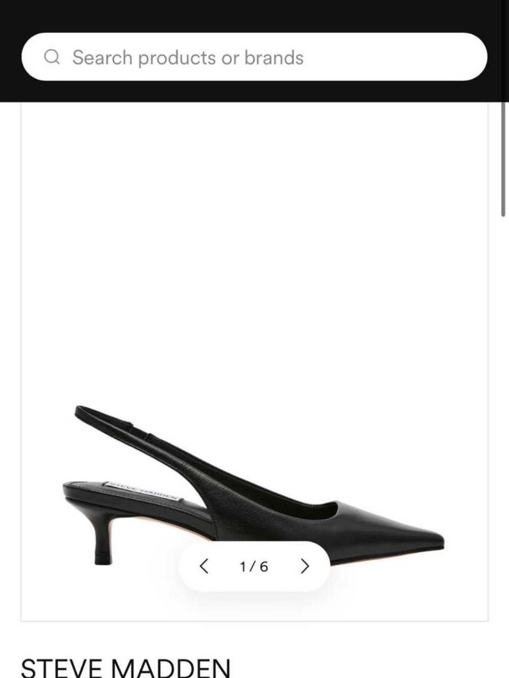 Steve Madden Black Pointed Slingback Kitten Heel